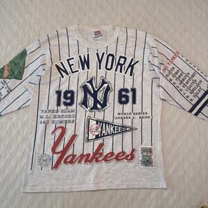 Vintage New York Yankees 1961 World Series Shirt Large Long Gone Cooperstown